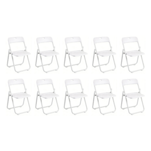 Pack 10 Sillas Plegables Blanca Multiusos Estilo Eventos con Estructura Metálica