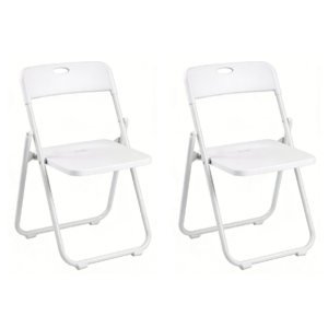 Pack 2 Sillas Plegables Blanca Multiusos Estilo Eventos con Estructura Metálica