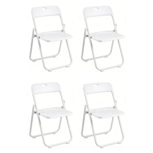 Pack 4 Sillas Plegables Blanca Multiusos Estilo Eventos con Estructura Metálica
