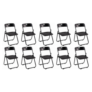 Pack 10 Sillas Plegables Profesional Negra de Alta Resistencia para Eventos y Catering