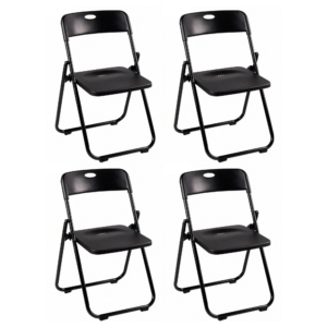 Pack 4 Sillas Plegables Profesional Negra de Alta Resistencia para Eventos y Catering