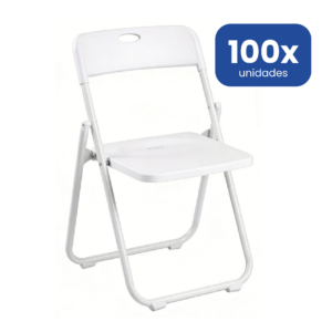 Pack 100 Sillas Plegables Blanca Multiusos Estilo Eventos con Estructura Metálica