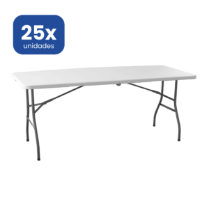 Pack 25 Mesas Plegables de Jardín Blanca 180x74x70 cm HDPE y Acero Resistente