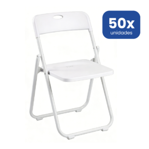 Pack 50 Sillas Plegables Blanca Multiusos Estilo Eventos con Estructura Metálica