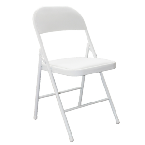 Silla Plegable Premium Blanca con Asiento Acolchado en Polipiel Confort