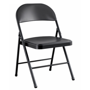 Silla Plegable Premium Negra con Asiento Acolchado en Polipiel Confort