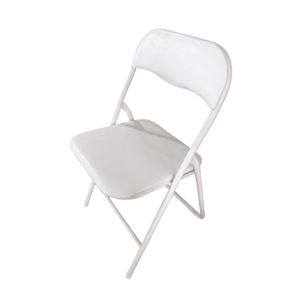 Silla Plegable Diseño Moderno Estructura Plata y Asiento Blanco Acolchado