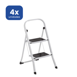 Escalera de Acero 2 Peldaños con Tubo Cuadrado Estable - 4 unidades