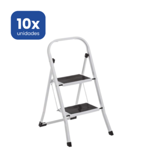 Escalera de Acero 2 Peldaños con Tubo Cuadrado Estable - 10 unidades