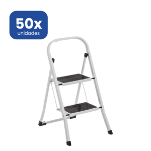 Escalera de Acero 2 Peldaños con Tubo Cuadrado Estable - 50 unidades