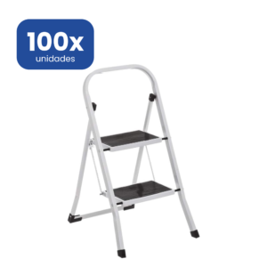 Escalera de Acero 2 Peldaños con Tubo Cuadrado Estable - 100 unidades