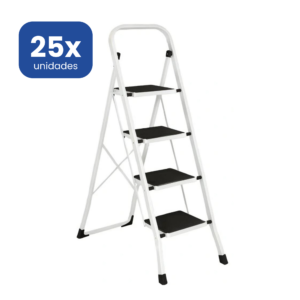 Escalera 4 Peldaños Acero XL Tubo Cuadrado Premium - 25 unidades