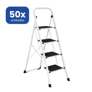 Escalera 4 Peldaños Acero XL Tubo Cuadrado Premium