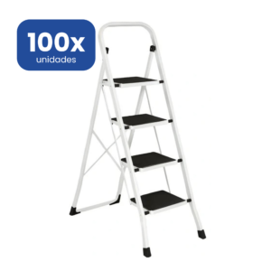 Escalera 4 Peldaños Acero XL Tubo Cuadrado Premium - 100 unidades