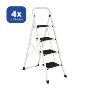 Escalera 4 Peldaños Acero XL Tubo Cuadrado Premium