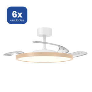 Ventilador de Techo LED 30W Motor DC Acabado Madera