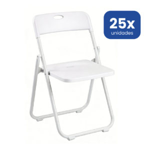 Silla Plegable Blanca Multiusos Estilo Eventos con Estructura Metálica