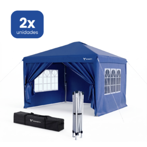 Carpa Plegable 3x3m Profesional Azul con 4 Paredes Modulares