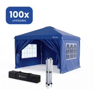 Carpa Plegable 3x3m Profesional Azul con 4 Paredes Modulares