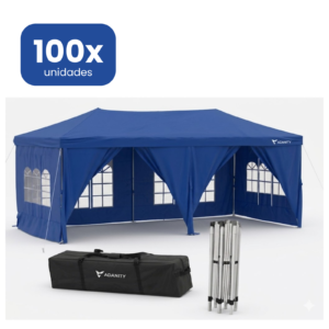 Carpa Plegable 3x6m Azul Profesional XL con 5 Paredes - 100 unidades