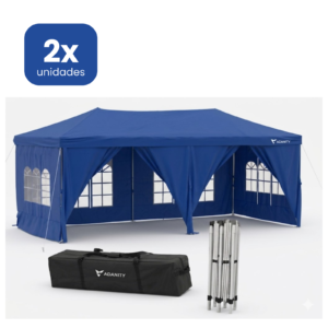 Carpa Plegable 3x6m Azul Profesional XL con 5 Paredes