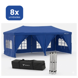 Carpa Plegable 3x6m Azul Profesional XL con 5 Paredes
