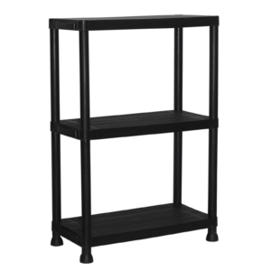 Estantería de Resina 3 Baldas Negra 91 cm - Resistente y Compacta