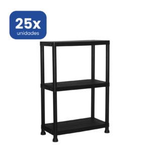 Estantería de Resina 3 Baldas Negra 91 cm – Resistente y Compacta
