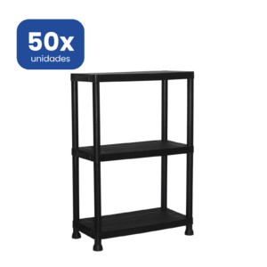 Estantería de Resina 3 Baldas Negra 91 cm - Resistente y Compacta - 50 unidades