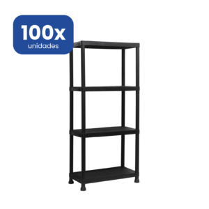 Estantería de Resina 4 Baldas Negra 131cm - Organización Multiusos - 100 unidades