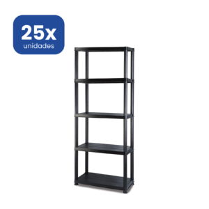 Estantería de Resina 5 Baldas Negra XL 171 cm – Alta Capacidad