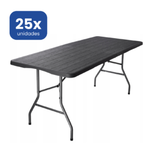 Mesa Plegable Rectangular 180 cm Acabado Madera Rústica Premium