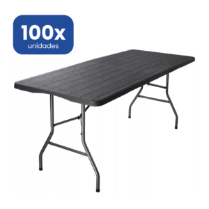 Mesa Plegable Rectangular 180 cm Acabado Madera Rústica Premium