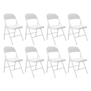 Silla Plegable Premium Blanca con Asiento Acolchado en Polipiel Confort