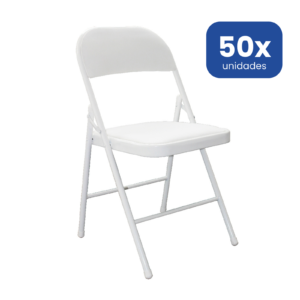 Silla Plegable Premium Blanca con Asiento Acolchado en Polipiel Confort