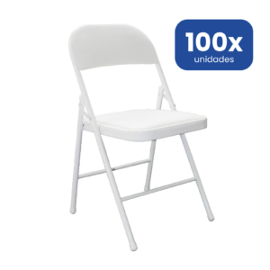 Silla Plegable Premium Blanca con Asiento Acolchado en Polipiel Confort