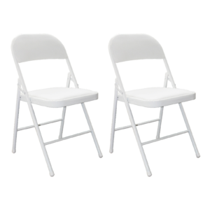 Silla Plegable Premium Blanca con Asiento Acolchado en Polipiel Confort - 2 unidades