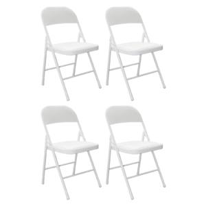 Silla Plegable Premium Blanca con Asiento Acolchado en Polipiel Confort - 4 unidades