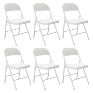 Silla Plegable Premium Blanca con Asiento Acolchado en Polipiel Confort - 6 unidades
