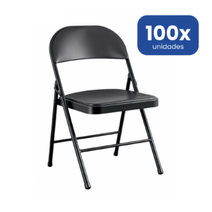 Silla Plegable Premium Negra con Asiento Acolchado en Polipiel Confort - 100 unidades