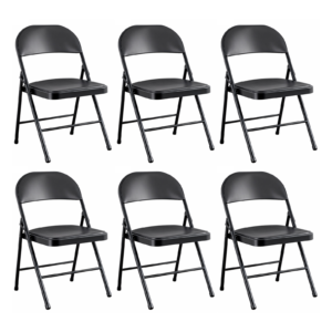 Silla Plegable Premium Negra con Asiento Acolchado en Polipiel Confort - 6 unidades
