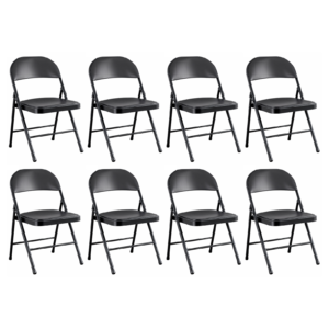 Silla Plegable Premium Negra con Asiento Acolchado en Polipiel Confort - 8 unidades