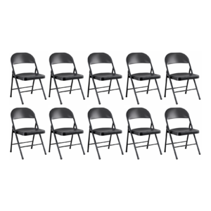 Silla Plegable Premium Negra con Asiento Acolchado en Polipiel Confort - 10 unidades