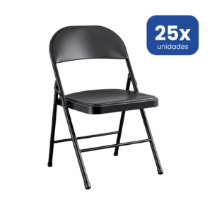 Silla Plegable Premium Negra con Asiento Acolchado en Polipiel Confort - 25 unidades