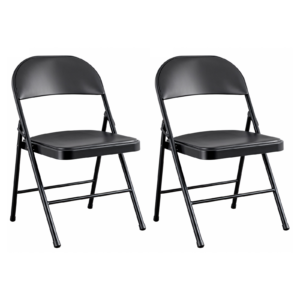Silla Plegable Premium Negra con Asiento Acolchado en Polipiel Confort - 2 unidades