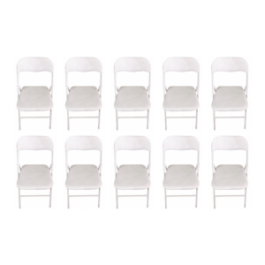 Silla Plegable Diseño Moderno Estructura Plata y Asiento Blanco Acolchado
