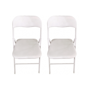 Silla Plegable Diseño Moderno Estructura Plata y Asiento Blanco Acolchado