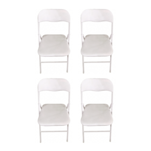 Silla Plegable Diseño Moderno Estructura Plata y Asiento Blanco Acolchado