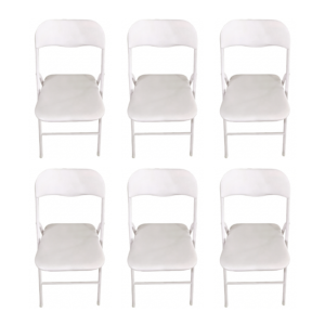 Silla Plegable Diseño Moderno Estructura Plata y Asiento Blanco Acolchado