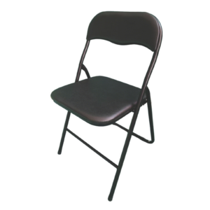 Silla Plegable Diseño Moderno Estructura Plata y Asiento Negro Acolchado